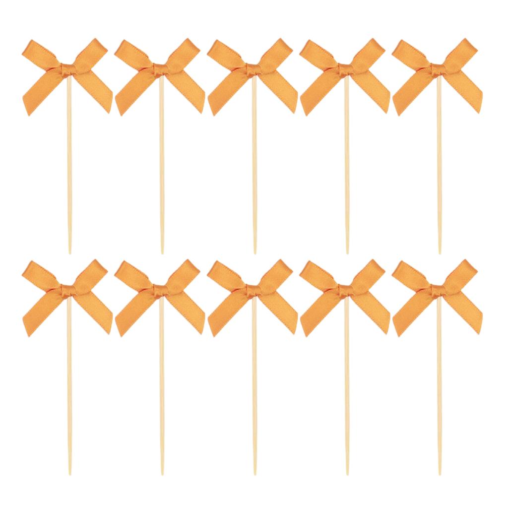 10pcs Creative Bowknot Cupcake Toppers For Birthday And Bridal Shower Romance Themed Party Cake Decorations