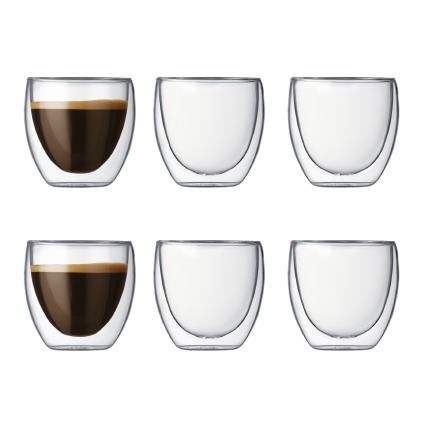 Tasses - Bodum - Coffret 6 Tasses 0,08L - Double Paroi - Verre Borosilicate - Orange