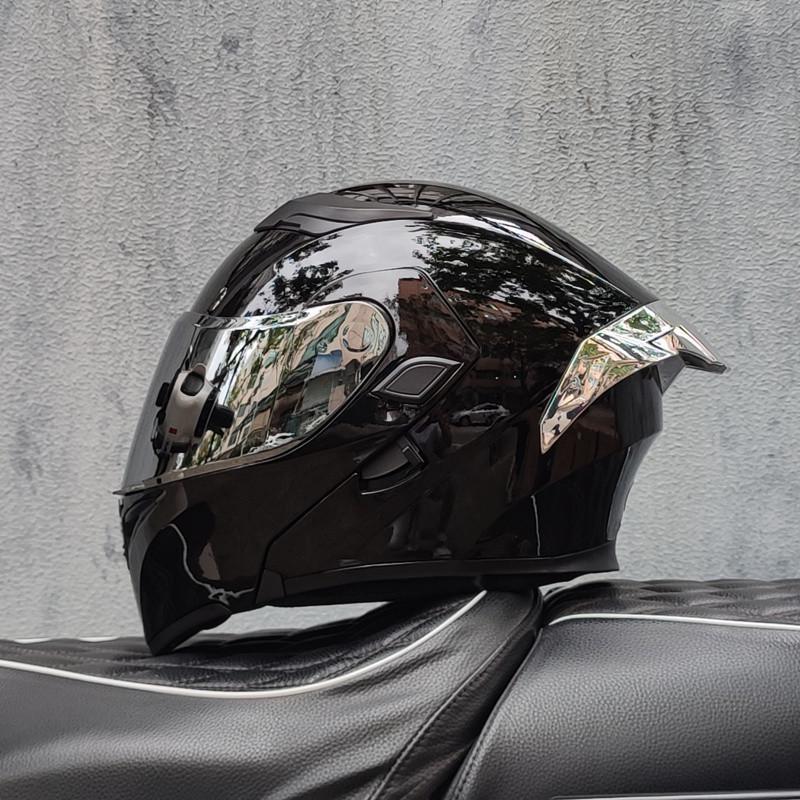 E5GOrz Flip-up Motorcycle Helmet for Men & Women – Full Face, All-Season with Bluetooth Slot, Big Tail Wing, 3C Certified