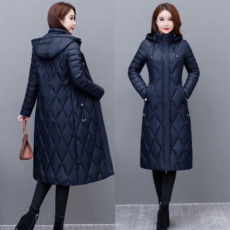 

Зимняя длинная куртка для женщин среднего возраста с капюшоном, повседневное утолщенное теплое хлопковое стеганое пальто, женские парки, зимнее пальто XL