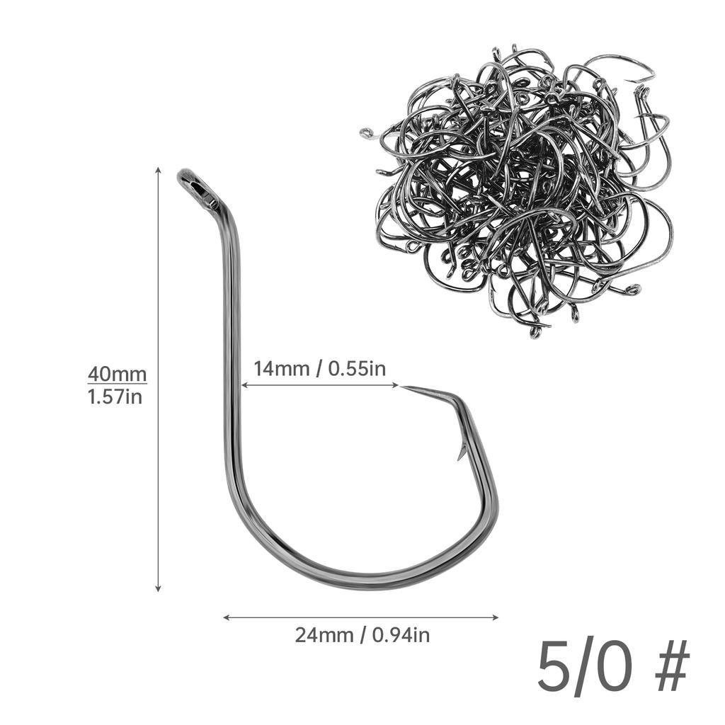 100pcs 1/0 2/0 3/0 4/0 5/0 6/0 Octopus Circle Saltwater Fishing Hooks Offset Catfish Hooks