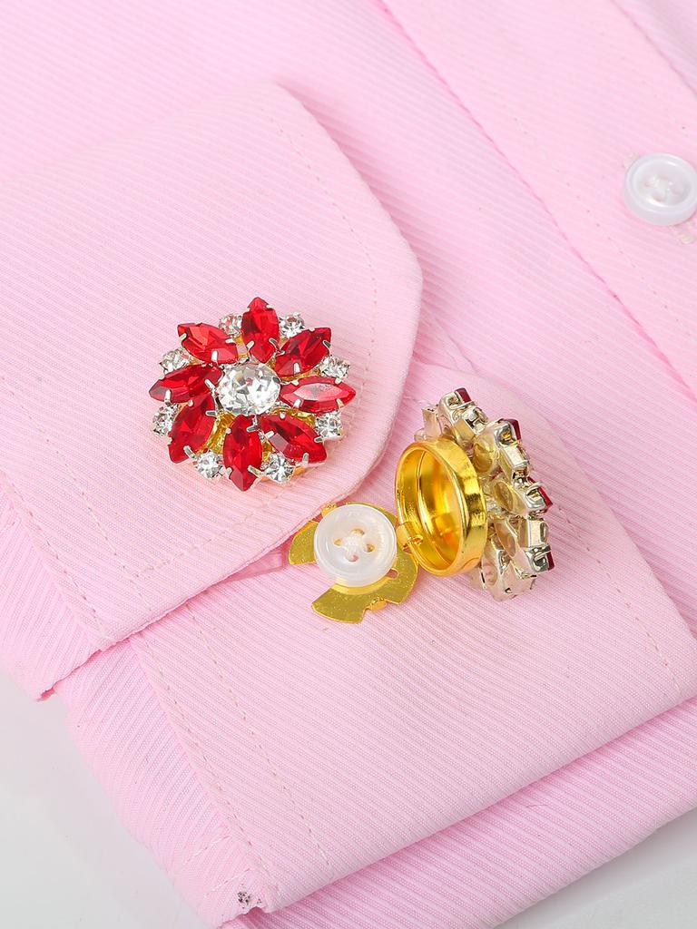 2Pcs Rhinestone Cufflinks Shirt Sleeve Button Covers Bling Crystal Button Clips For Dresses And Shirts Button Decoration Buttons