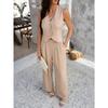 Casual Vacation Solid Color Vest Wide-leg Trousers Set