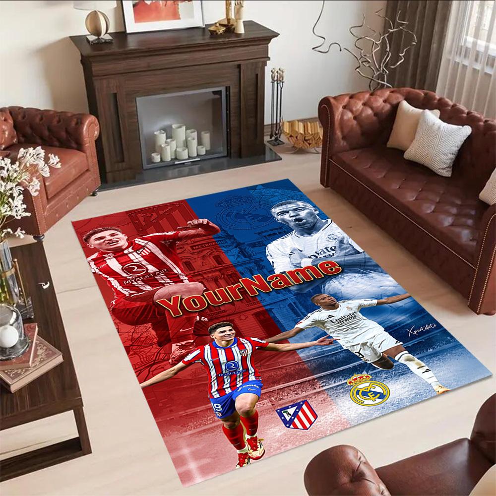 Atletico Madrid Customize Your Name Floor Rug Office Rug Perfect for Kitchen Foyer Living Rooms Study Room Antislip Carpet Anime Office Decor