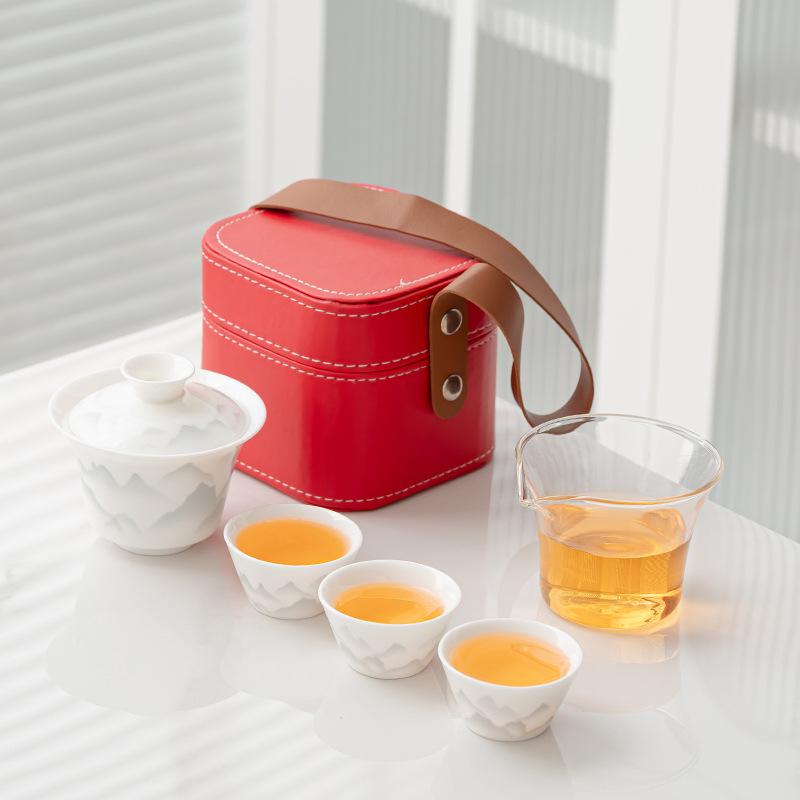 Ink Cover Bowl Travel Tea Set Portable Kung Fu Tea Set Outdoor Tea Pot Camping Kuaike Company Gifts