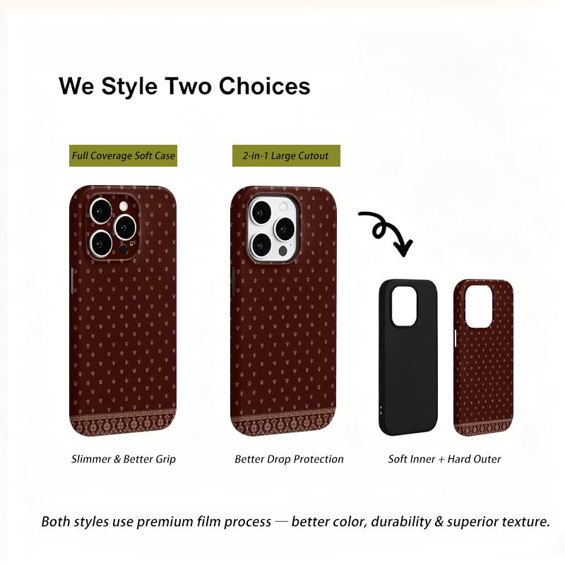 Sophisticated Ditsy Floral Border Trim Geometric Pattern Art Graphic Film Aesthetic Protective Case Cover For iPhone 14 15 16 Pro Max Plus