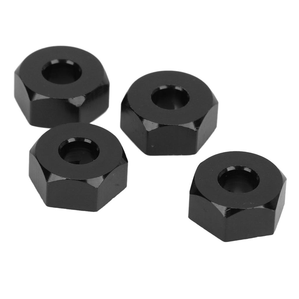 4PCS 12mm Hex Wheel Hub Mount Aluminum Alloy RC Car Hex Drive Adapter Replacement for MJX 14210 16208 Black