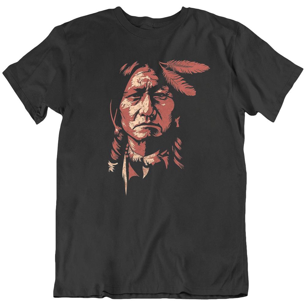 

Native American Chief Indian Sitting Bull Warrior Graphic T-Shirt Tee Gift New S