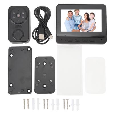 Interphone Visuel Sonnette Vision Nocturne Infrarouge Type C WiFi 2,4 GHz Voix Bidirectionnelle 1080P Haute Fidélité Objectif Grand Angle Sonnette Vidéo Sans Fil