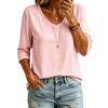 Top Donna Scollo a V Colore Unito Manica a Tre Quarti Ampio Estate 2026