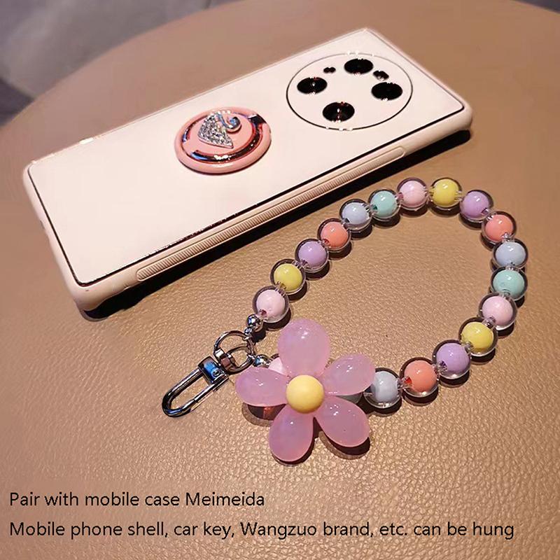1 Stück Bunte Blume Perlen Handy Charm Strap Kette Lanyard Frauen Mädchen