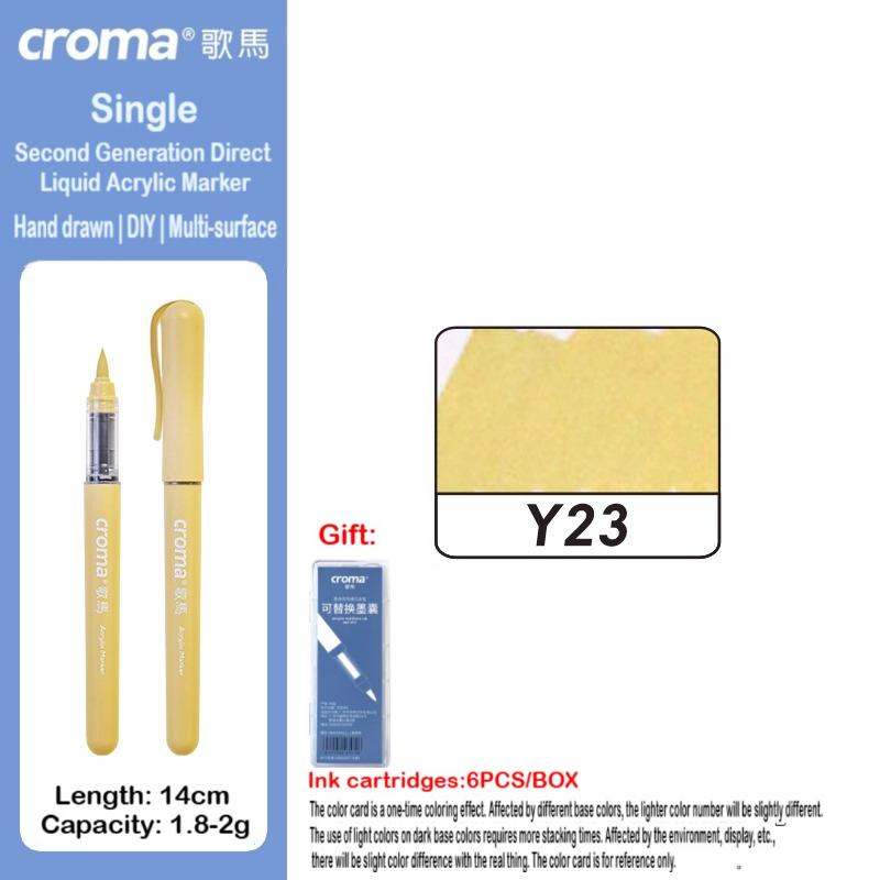 Croma 160/1 Farben Nachfüllbares Direktflüssig-Acrylmarker-Set mit Weicher Spitze, Waschbarer Aquarellpinsel Schulausstattung