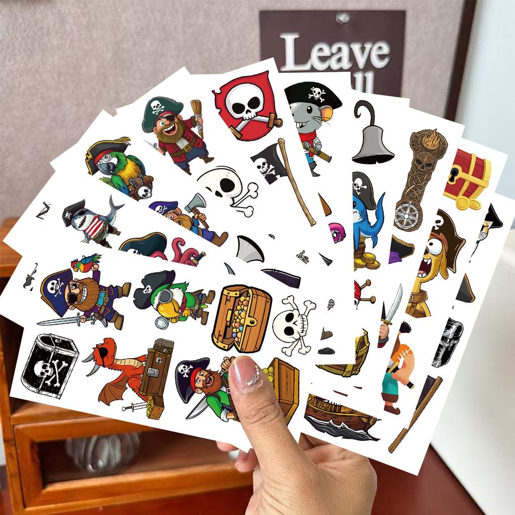 New Cartoon Pirate Series Tattoo Stickers Waterproof Party Gift Fun Face Hand Stickers