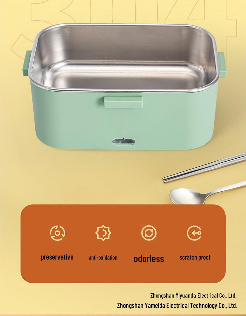 Electric Insulated Heating Lunch Box for Car - Portable Bento Box Gift with Waterless Heating