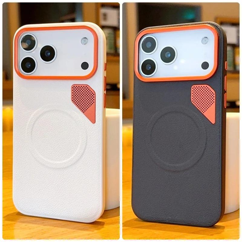 Orange Vent Magnetic Suction Ring Lens Heightening Protective Case For iPhone 17 Pro Max 17 Pro Air 16 15 + Camera Protect Cover
