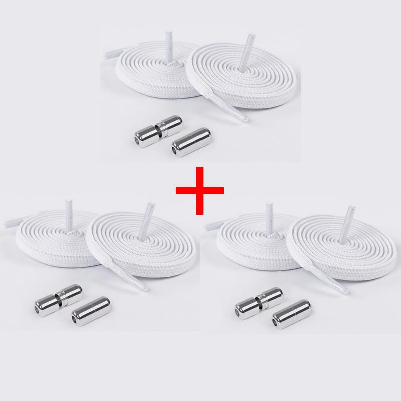 1Pair/3Pair 0.6 Cm Flat Elastic Shoelace Metal Buckle Shoelaces for Sneakers Kids and Adults Quick-Release Laces