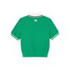 MLB College Style New York Yankees Striped Short Zip Short Sleeve Polo Shirt Women Polo Shirts Green 3FKPV0543-50GNN