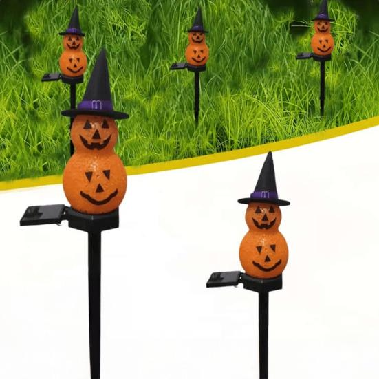 Halloween Pathway Lights Solar Powered Pumpkin Ghost Light Garden Stake Lights Waterproof LED Walkway Lights