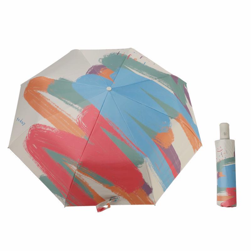 Women's Dual-Use Parasol: Automatic, Sunshade & Rain Umbrella with Black Glue Sunscreen, Foldable, Japanese & Korean Style