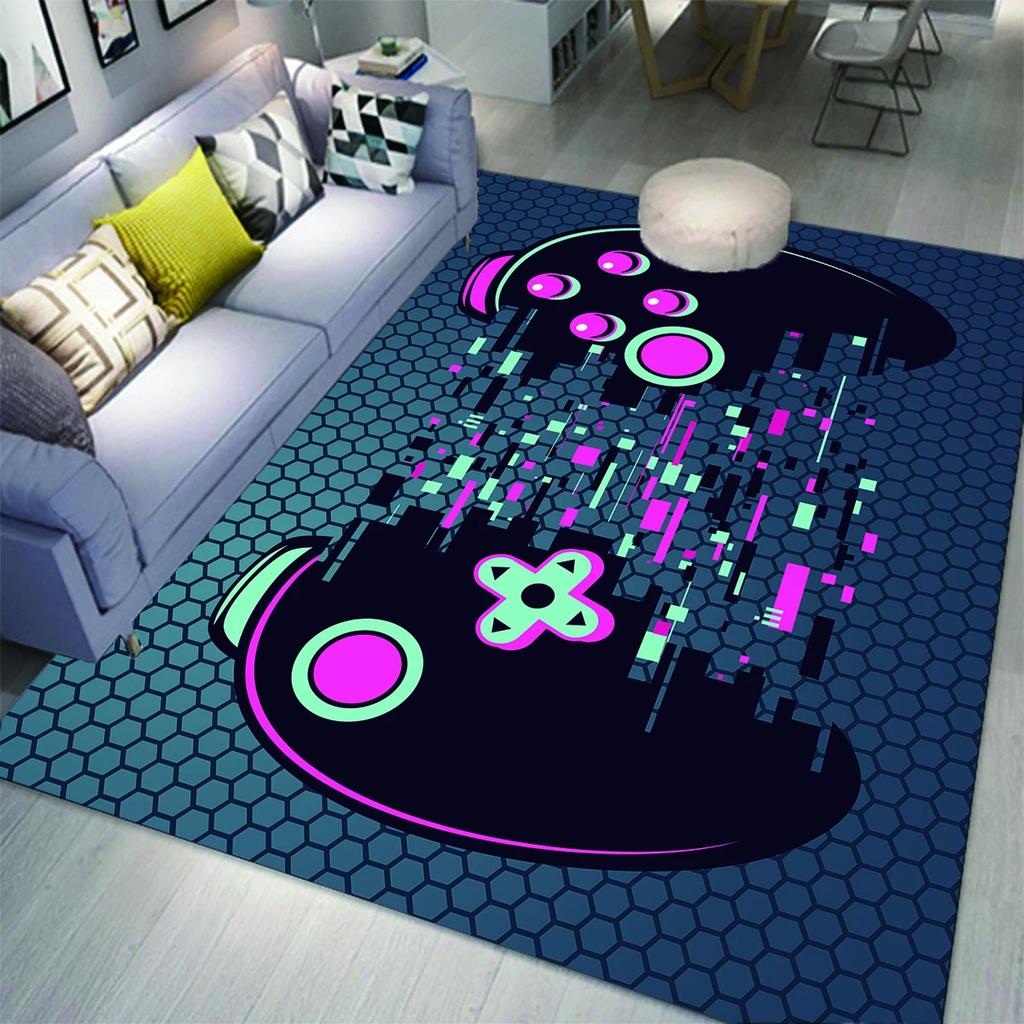 Gaming Area Rug for Kids Boy Bedroom Playroom Living Room Decor Controller Gamepad Carpet Gamer Floor Mat Soft Cool Game Doormat