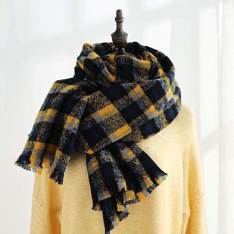 Faux Cashmere Plaid Warm Scarf