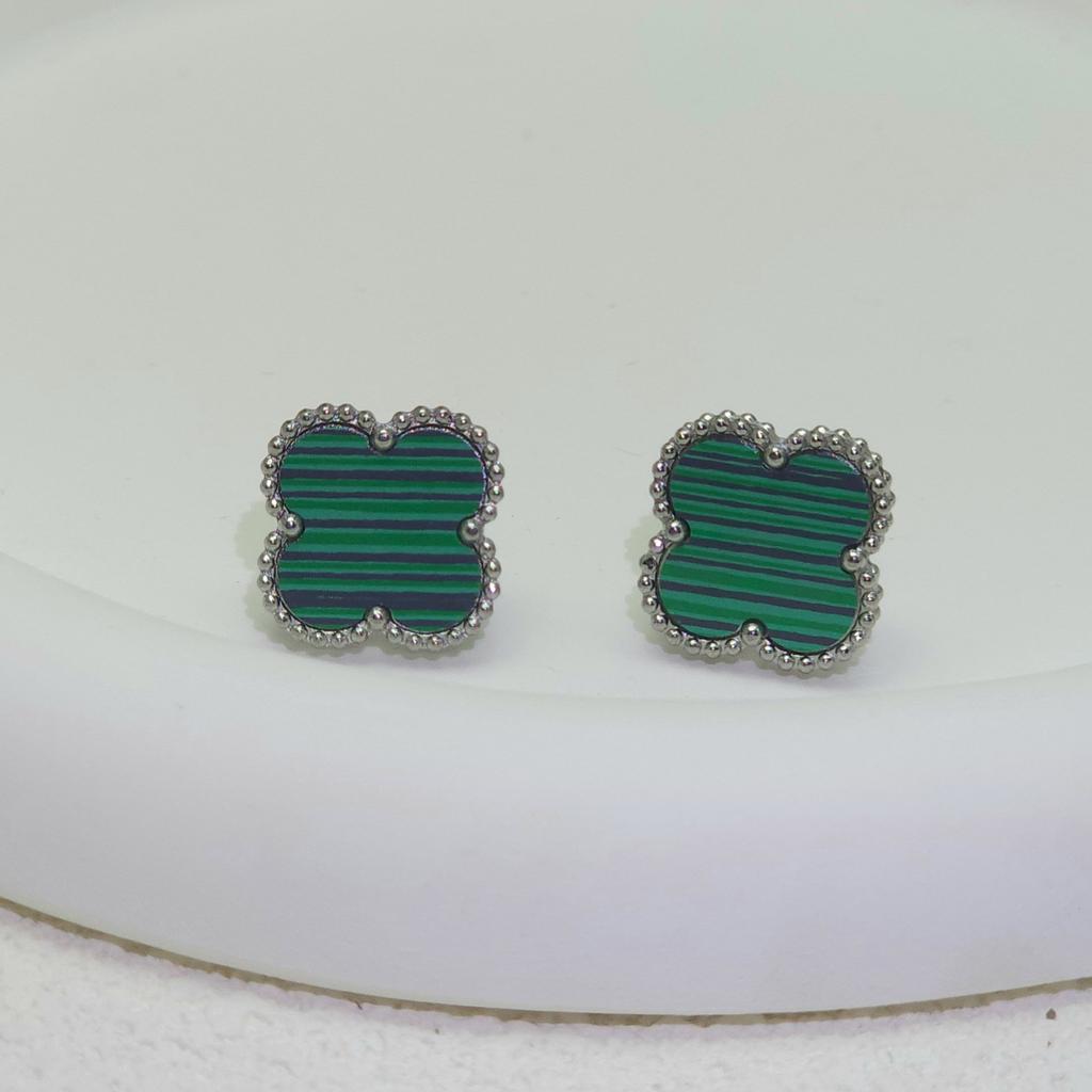 High Quality Titanium Steel Natural Mother-of-pearl Four-leaf Clover Earrings for Women 18K Fashion Premium Earrings