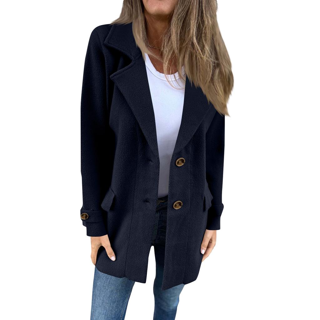 Ladies' Casual Lapel Single Breasted Long Sleeved Jacket Coat