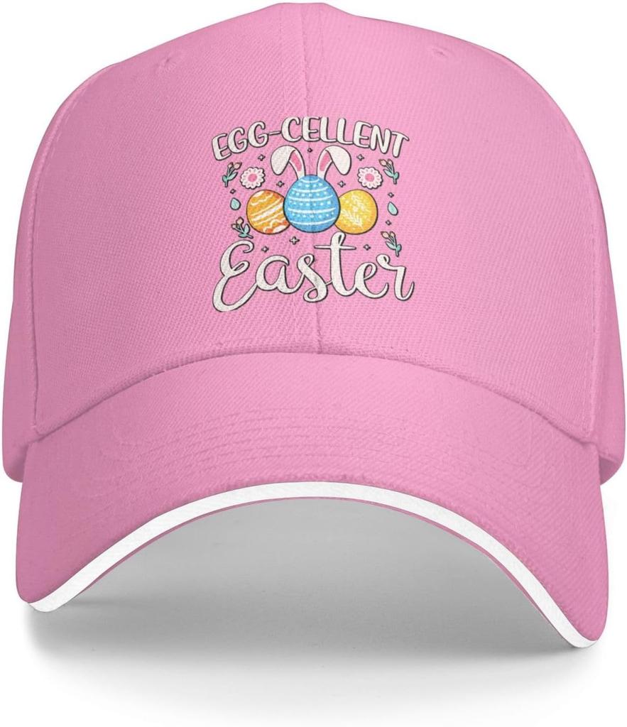 Egg Cellent Easter Baseball Cap Polyester Print Casual Adjustable Baseball Hat for Adults