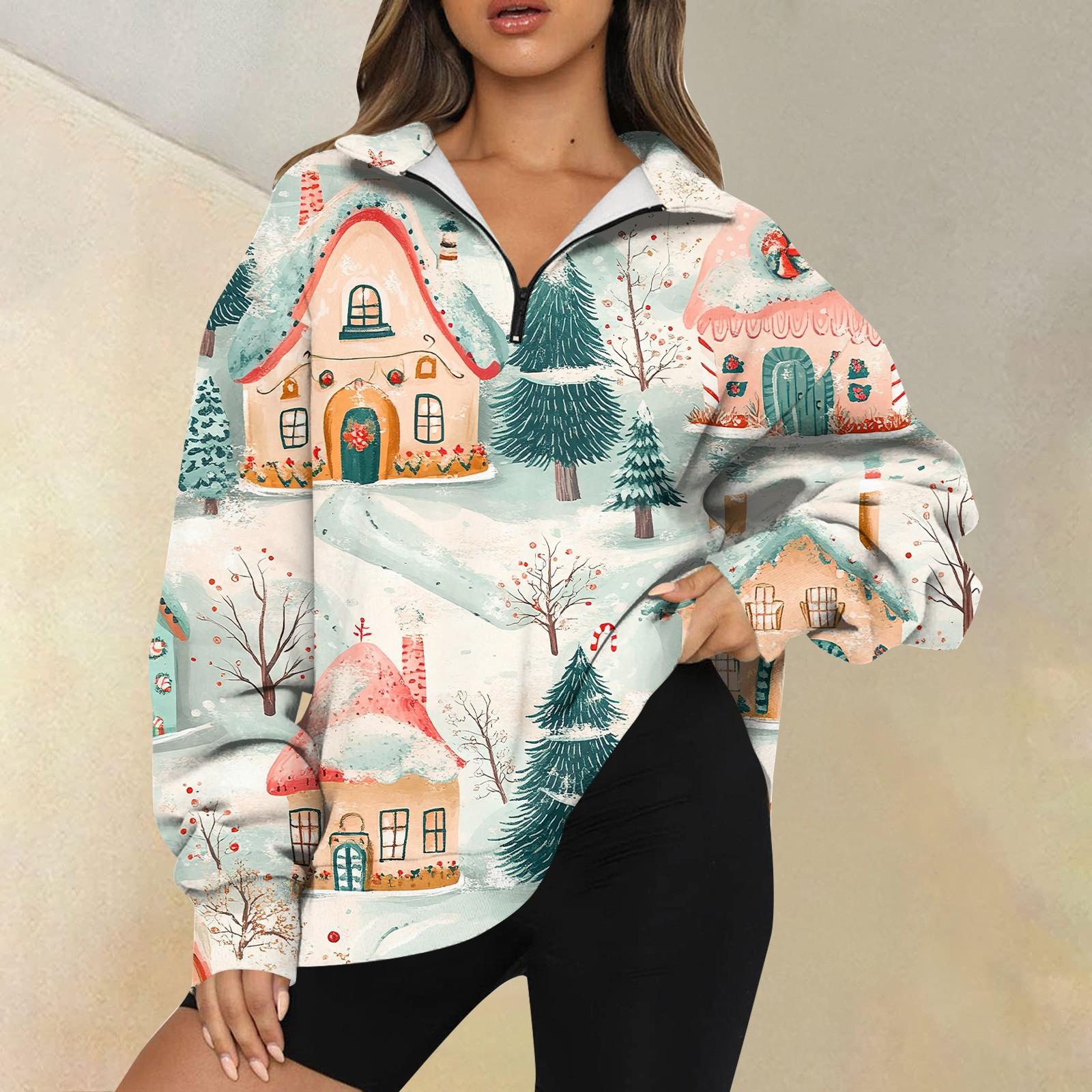 

Жіночий повсякденний модний світшот з довгим рукавом і принтом на блискавці L білий