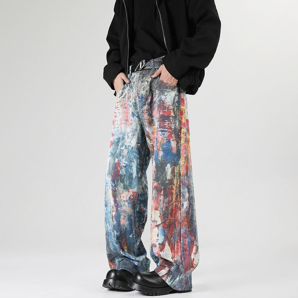 

Новые весенне-летние брюки-шаровары, грязные брюки, выгоревшие, вываренные в соленой воде, уличные джинсы, брюки 3XL