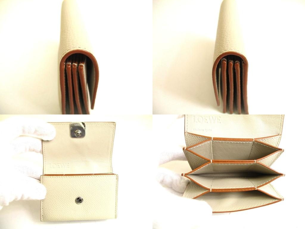 Authentic LOEWE Anagram Light Gray Leather Business Card Holder #a874  Refurbished