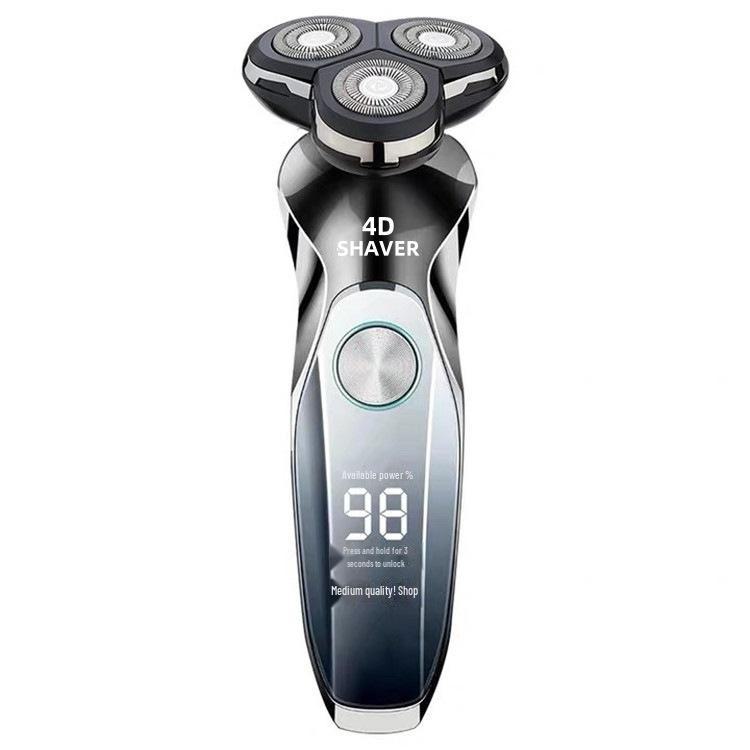 4D Waterproof Rotary Electric Shaver for Men with Smart Induction and Digital Display