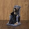 Death God Statue Halloween Decoration Resin Skeleton Throne Figurine Halloween Home Party Horror Skull Head Table Ornament Gift