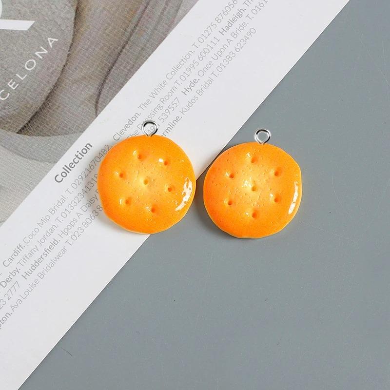 10pcs Simulated Cookies Charms Pendant Resin Food Charms For Jewelry Making Accessories DIY Earrings Necklace Keychain