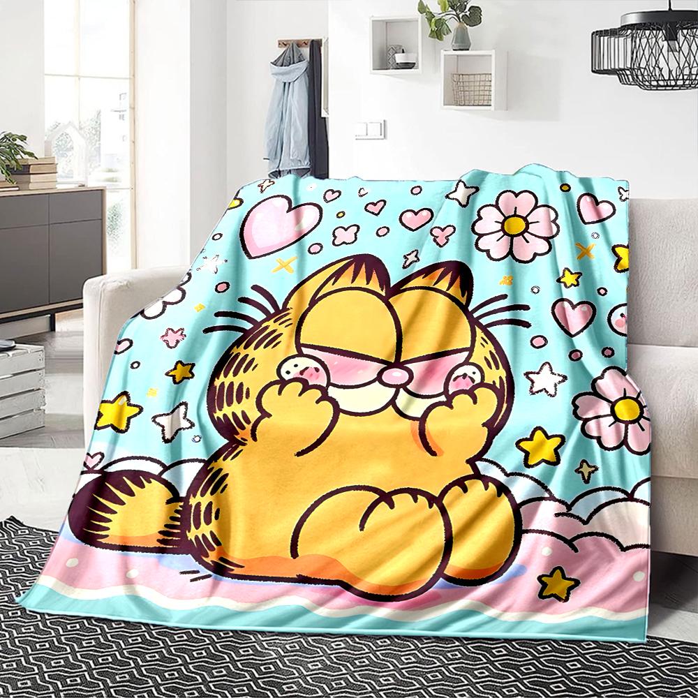 1Pc Garfield'S Starry Adventure Blanket For Couch Bed Plush Cozy Fuzzy Blanket Super Soft Warm Blankets For Fall And Winter 091874