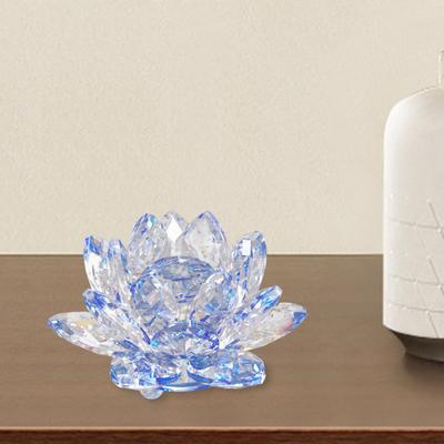 Yousheng Faux Kristall Lotus Figur Glas Handwerk Sammlung Klarer Lotus Tischdekoration Lotus Briefbeschwerer für Glück Frieden Schreibtischdeko