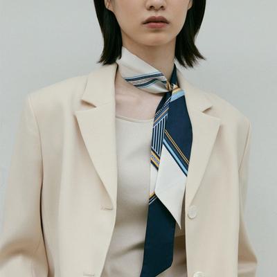 Saint Luxure Silk Twilly Scarf Mute Navy SL21FSTMTNV