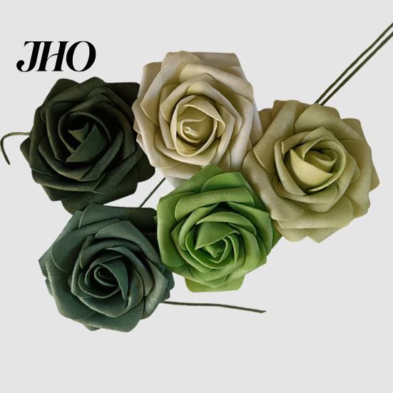 Aisle Decoration Flower 1 Box Artificial Flowers PE Foam Realistic Dahlia Rose Valentines Day Gift Home Roses Fake with Flexible Wire Stems