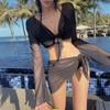 Bikini Kostium Kąpielowy Damski Czteroczęściowy Zestaw Mały Biust Zbieranie Siateczka Rozcięcie Plaża Wakacje