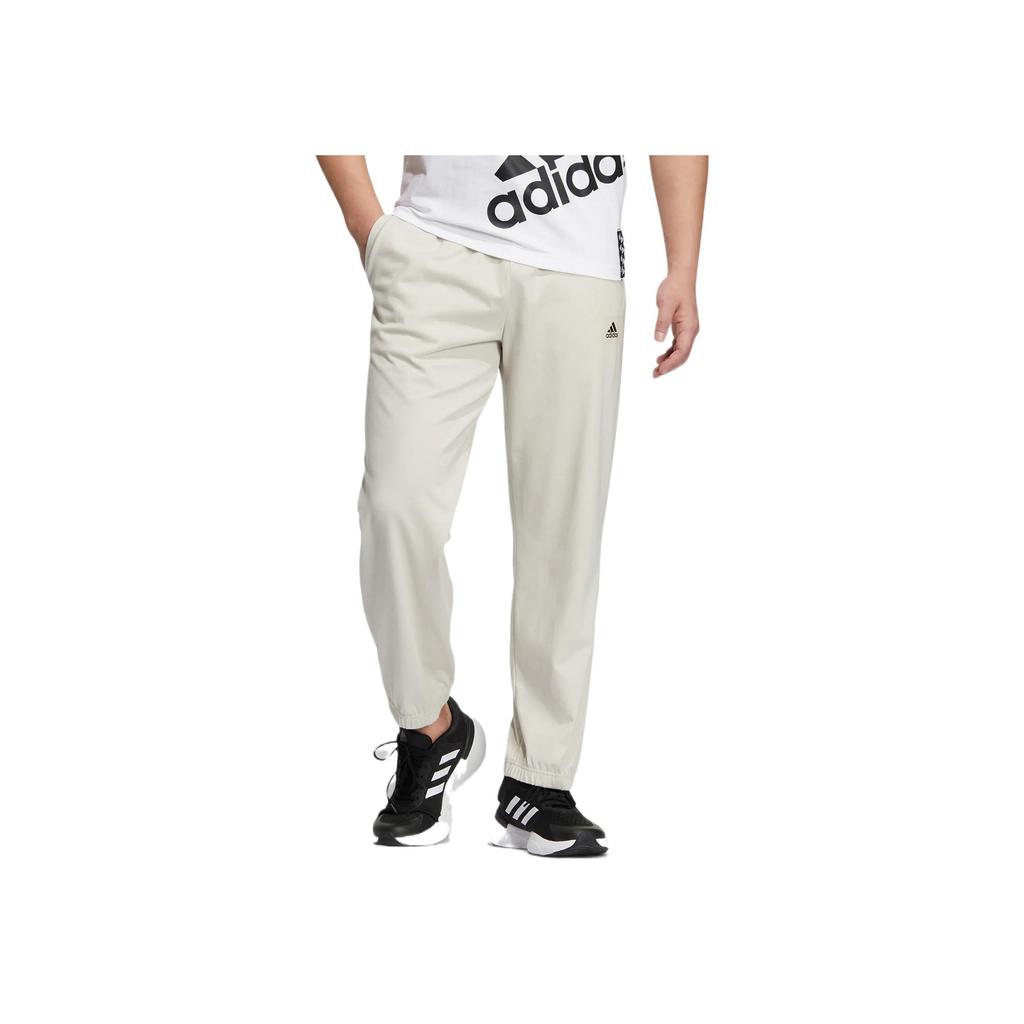 Adidas Solid Color Long Sports Pants with Logo Patch Men Bottoms Khaki IC7839