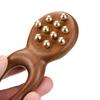 Yousheng Sandalwood Facial Massage Roller with 12 Brass Beads, Y-Shaped Ergonomic Gua Sha Tool for Face Eye Nose Ear Muscle Relaxation Tension Relief