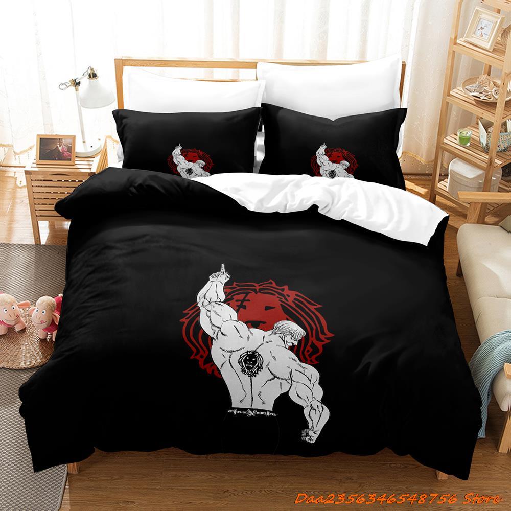 

Escanor The Seven Deadly Sins Beding Set Single Twin Ful Quen King-Sized Dimensionsd Dimensions Bed Linen Set Adult People Kid Bedrom Duvetcover Sets 100*200cm Single