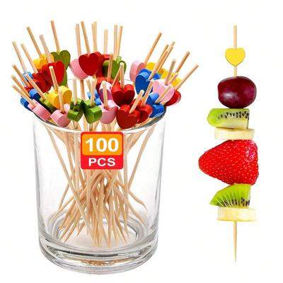 Leeseph 100 τεμ. Μπαμπού Πικς Κοκτέιλ, Σουβλάκια Μπαμπού Πικς Κοκτέιλ για Ορεκτικά, Φανταχτερά Ξύλινα Στικ Κοκτέιλ για Πάρτι