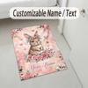 Easter Bunny Theme Crystal Velvet Rug Personalized Custom Name Text Soft Floor Mat Home Decor