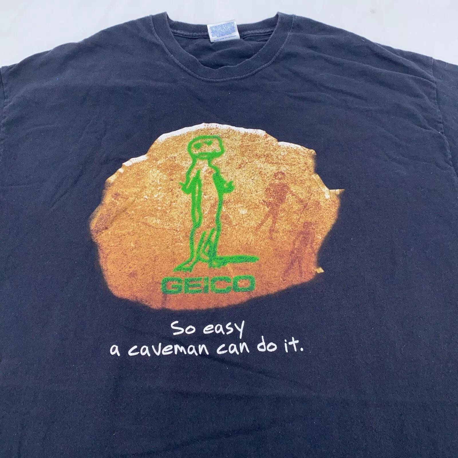 vintage GEICO CAR INSURANCE SO EASY A CAVEMAN CAN DO IT T-Shirt LARGE/XL gecko XL