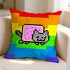 PixelArt Cartoon NNyan CCat  Square DoubleSided Printed Pillow Case Bedroom Bedside Pillow Sofa Cushion Cover