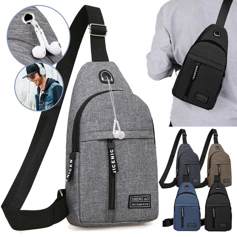 Bolsa de cintura para hombre Deportes Ocio Bolsa pequeña Bolsa de pecho de  gran capacidad Bolsa de pecho Mensajero casual Bolsas de pecho Agujero para  auriculares Bolso multifunción comprar a buen precio —