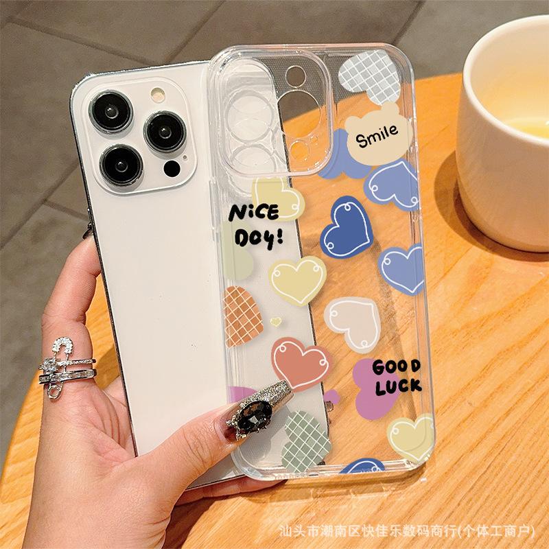 Simple and transparent love for iPhoneXSMAX Apple 11/12/13/14/15/16 ProMax mobile phone case
