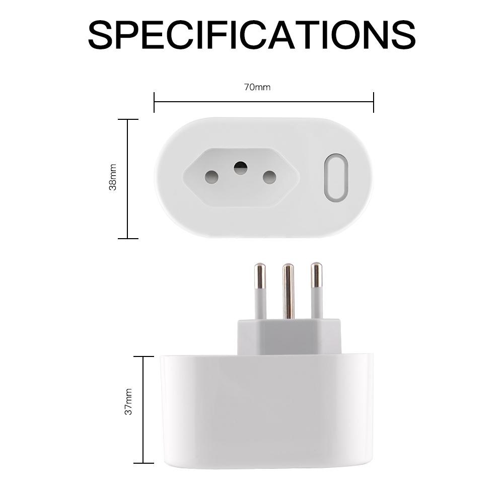 Germa Brazil 16a Tuya Wifi Smart Plug With Power Monitor Tuya Smart Life App Wifi Smart Socket Works For Google Home And Alexa