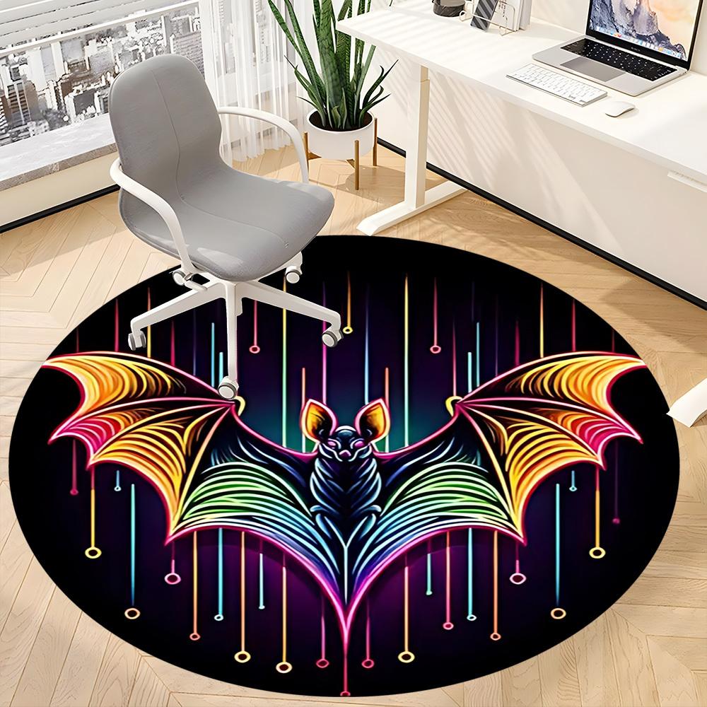 1pc Neon Bat Print Chair Carpet for Office Non-Slip, Machine Washable Rug for Office, Room - Holiday Decor, Machine Made yy251016134